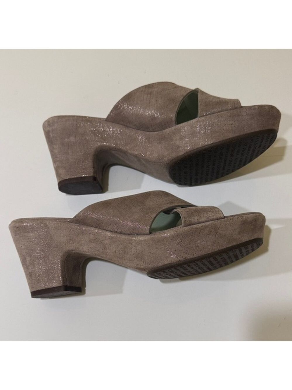AGL Metallic Chocolate Crossover Women Slides Heels Made in Italy Size 40
